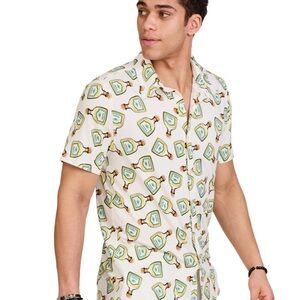 Men's wear first White and Green tequila pattern Shirt size small